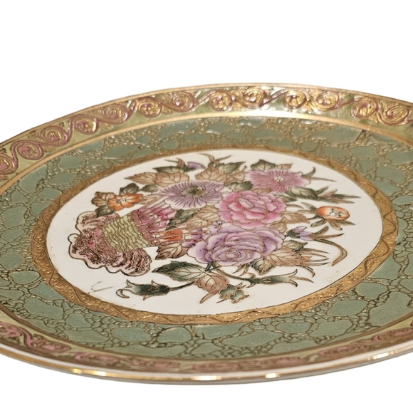 Andrea by Sadek Vintage Decorative Plate with Hand-Painted Floral Design - Picture 3 of 6